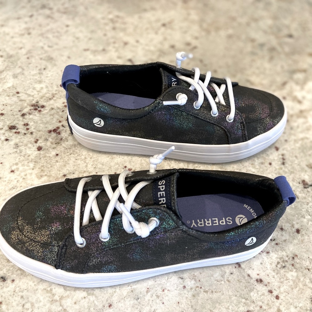 Sperry Kids Iridescent Black Sneakers New! - Picture 1 of 8